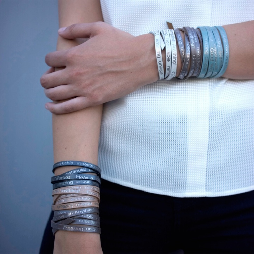 Leather Wrap bracelet with Inspiring quotes.
